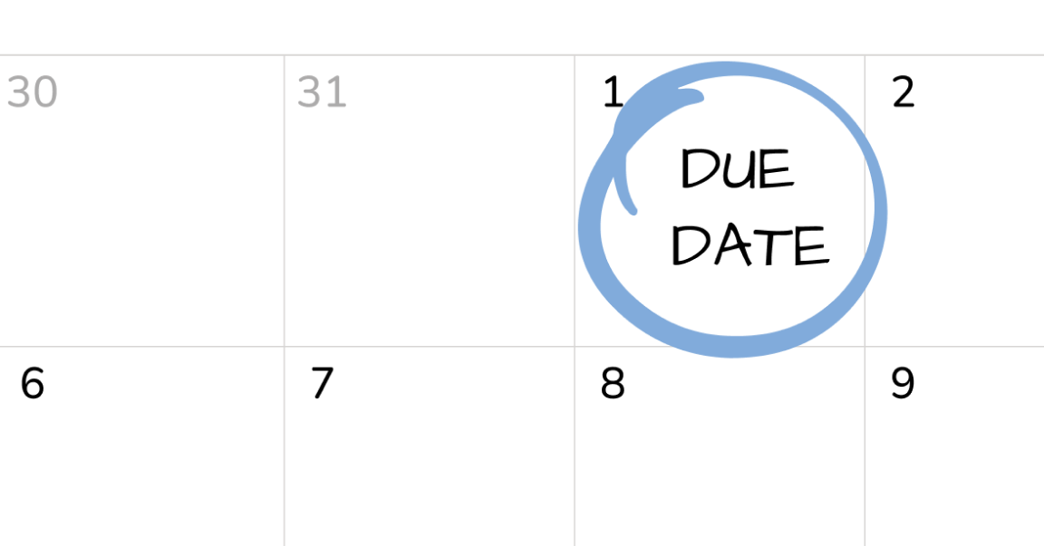 A sample of the due date calculator
